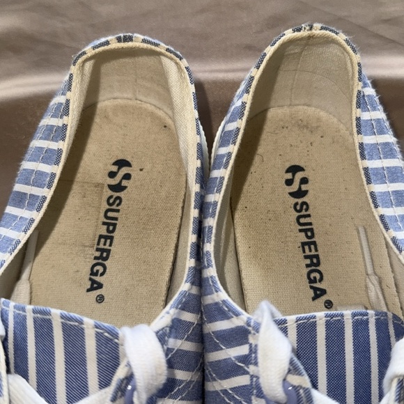 Superga 2750 Fabricshirt Blue/White Preppy Striped Sneakers S00BQP0 Size 8 - Picture 4 of 14
